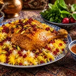 زرشک‌ پلو با مرغ مجلسی؛ راز عطر زعفران و سرخ شدن طلایی مرغ