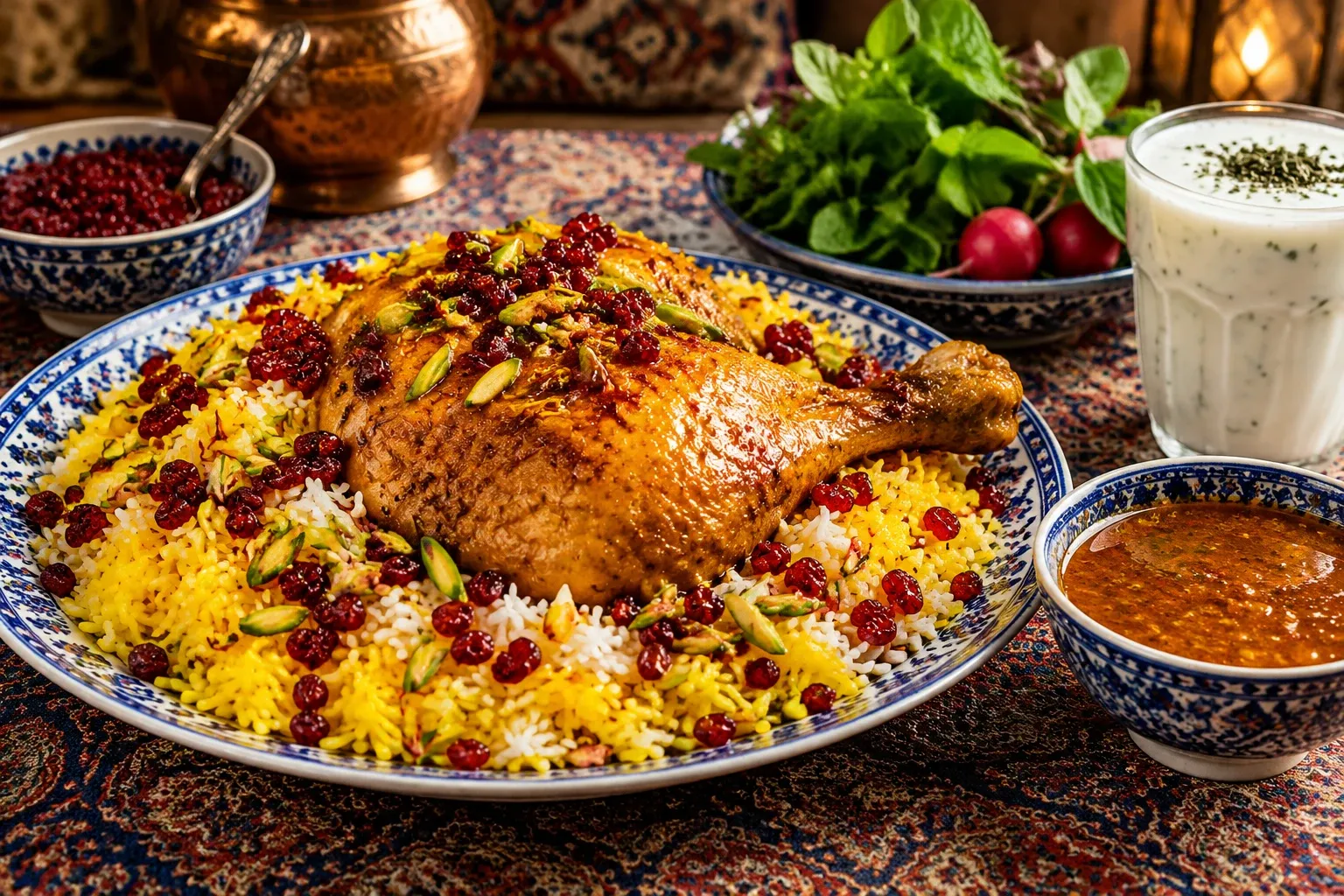 زرشک پلو با مرغ مجلسی