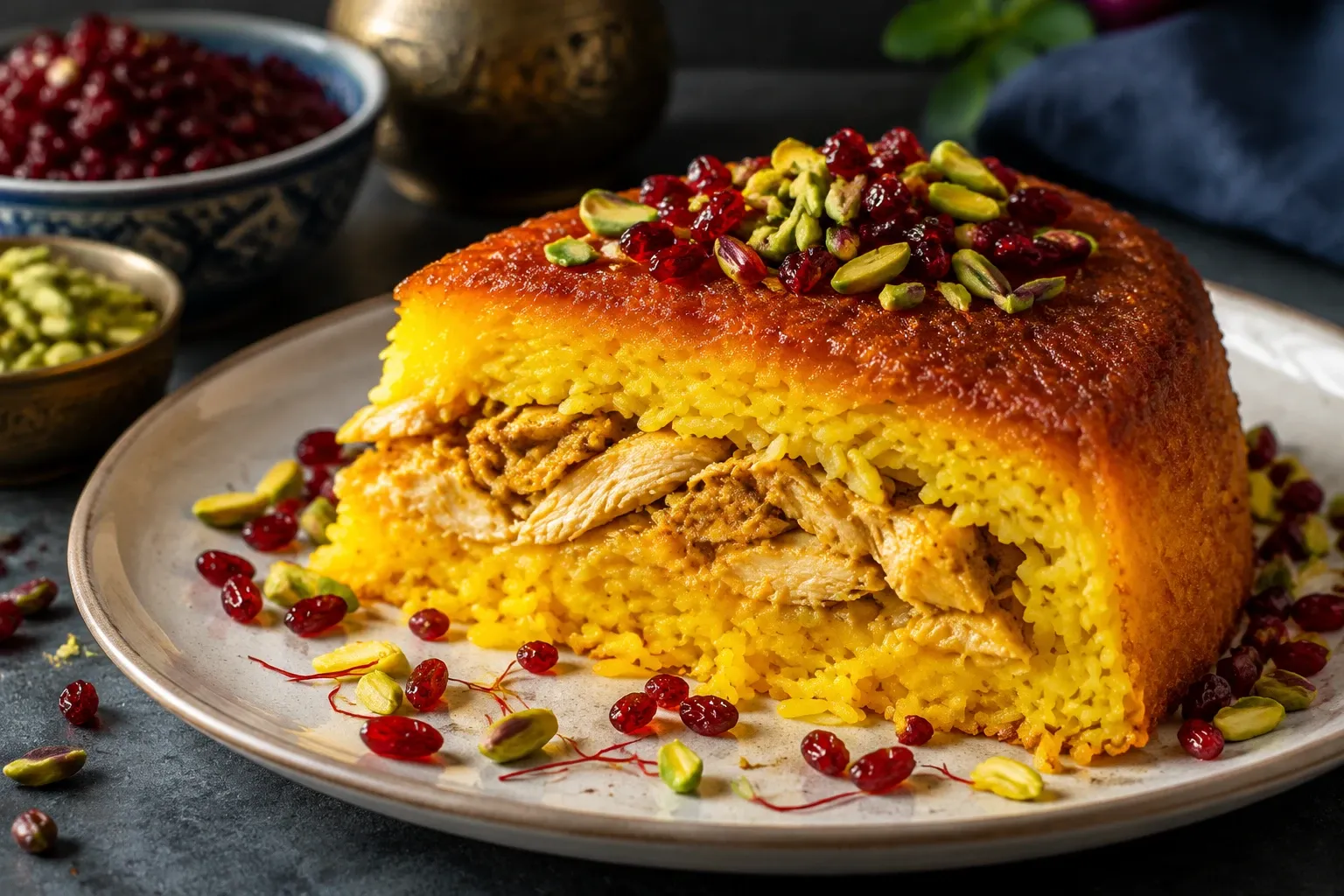 تهچین مرغ مجلسی